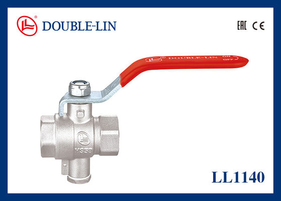 1/2 " à 1 1/2 " Robinet à boisseau sphérique en laiton 16 bars avec raccord pour sonde et poignée à levier plat