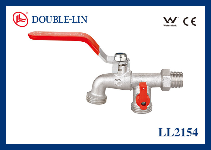 Robinets de puisage en laiton 1/2" pour machine à laver avec poignée à levier flottant et siège en PTFE, type tige à double joint torique
